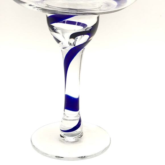 Vintage Pier 1 Blue Swirl Margarita Glasses Set of 2- Size 7" Tall x 5" Diameter - Picture 2 of 12